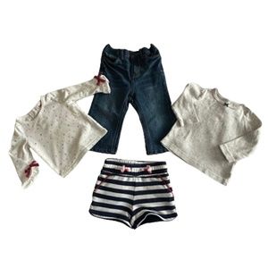 Mixed Brands Bundle of 4: Sleeved Gray & WhiteTops, Denim Jean, Cotton Shirts